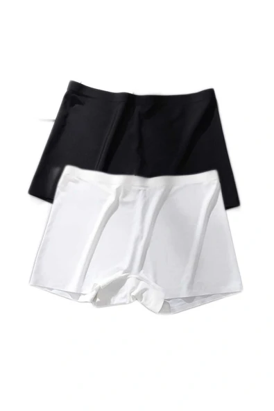 LitaeTrend 2 Adet Kadın Dikişsiz Görünmez İz Yapmaz Mini Şort Boxer Siyah Beyaz - Resim 2