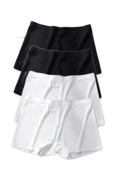 LitaeTrend 4 Adet Kadın Dikişsiz Görünmez İz Yapmaz Mini Şort Boxer Siyah Beyaz - Resim 2