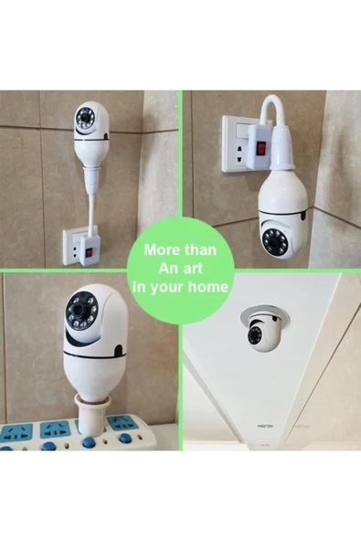 Wifi 360 Panoramik Ampul Kamera Güvenlik Kamerası Çift Wifi 360 Derece Gece Görüşlü - Resim 5
