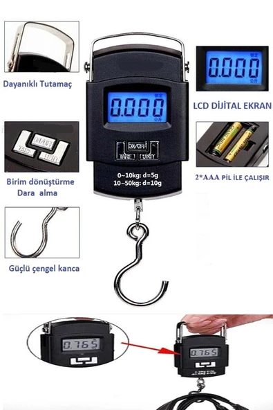 Elektronik Dijital El Kantarı 50 Kg Terazi Tartı 10 Gr Hassasiyet ürün görseli 1