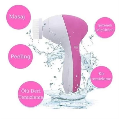 Pilli Yüz Cilt Temizleme Cihazı Siyah Nokta Peeling Fırça Seti Vücut Yüz Bakımı Masaj Aleti - Resim 3
