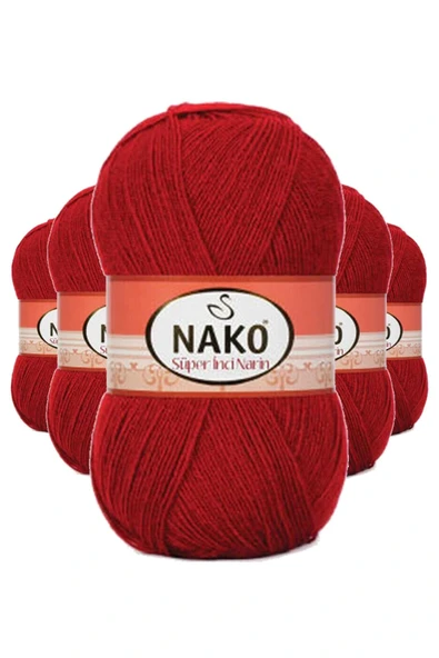 LitaeTrend 5 Adet Süper İnci El Örgü İpi 100 gr Koyu Kırmızı 1175 ürün görseli 1