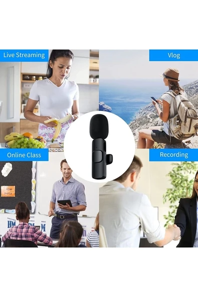 Lightning Girişli Iphone Uyumlu Ikili Kablosuz Yaka Mikrofonu Youtube Facebook Tiktok Vlog - Resim 6