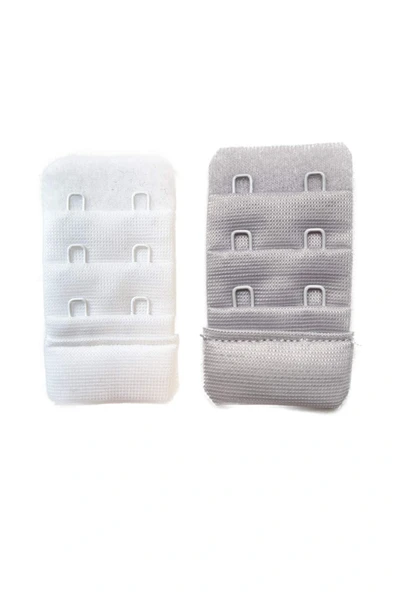 LitaeTrend 2 Adet Agraf Sütyen Uzatma Kopçası 3 Sıra / 2 Kanca  Beyaz Gri ürün görseli 1