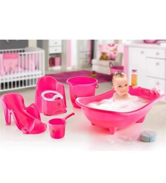 LitaeTrend 5 Parça Oturaklı Bebek Bakım Yıkama Seti Pembe ürün görseli 1