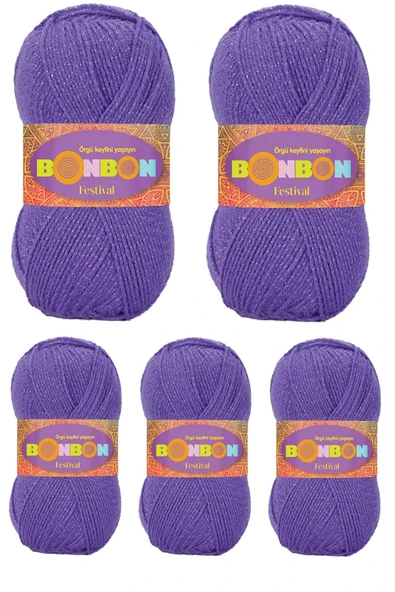 LitaeTrend 5 Adet Festival Simli Örgü İpi Yünü Renk No:241 ürün görseli 1