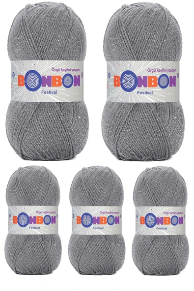 LitaeTrend 5 Adet Festival Simli Örgü İpi Yünü Renk No:233 ürün görseli 1