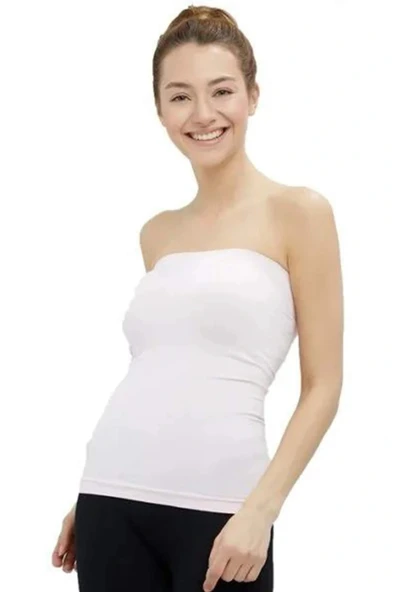 LitaeTrend Elite Life Kadın Dikişsiz Askısız Kadın Beyaz Atlet 852 - Resim 4