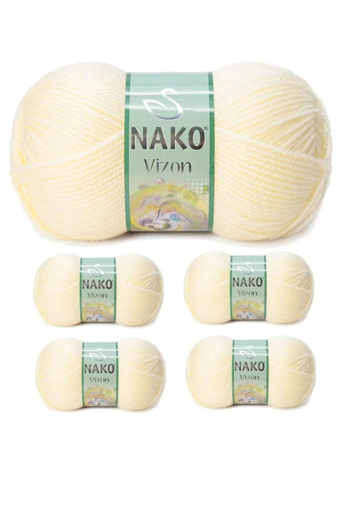 LitaeTrend 5 Adet Vizon Premium Akrilik El Örgü İpi Yünü Renk No:256 Krem ürün görseli 1