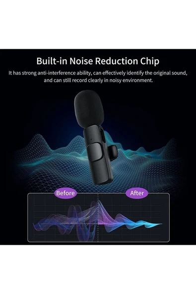 Lightning Girişli Iphone Uyumlu Ikili Kablosuz Yaka Mikrofonu Youtube Facebook Tiktok Vlog - Resim 5