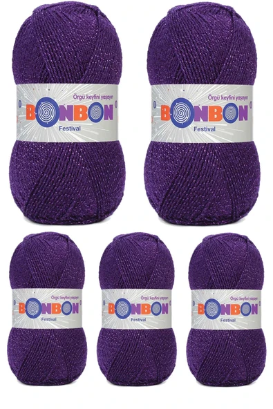 LitaeTrend 5 Adet Festival Simli Örgü İpi Yünü Renk No:232 ürün görseli 1