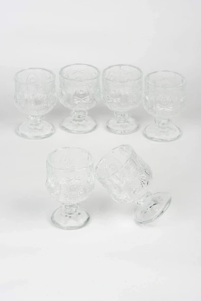 LitaeTrend Ayaklı Kahve Yanı Bardağı Kristal Kesim Shot Bardak 7cm x 4 cm 6 Lı Set - Resim 6