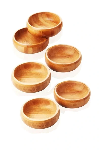 LitaeTrend Bambu Yuvarlak 6 lı Lüks Çerezlik 9,5 x 3 cm ürün görseli 1