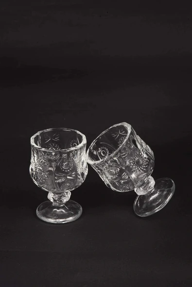 LitaeTrend Ayaklı Kahve Yanı Bardağı Kristal Kesim Shot Bardak 7cm x 4 cm 6 Lı Set - Resim 5
