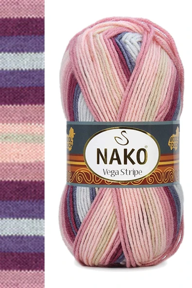 LitaeTrend 5 Adet Vega Stripe Premium Akrilik El Örgü İpi Yünü No: 82415 - Resim 4