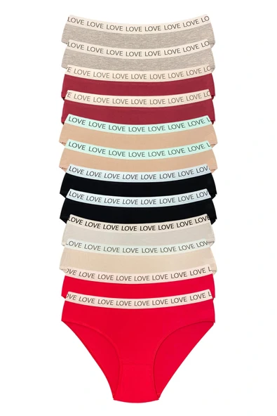 LitaeTrend 12 Adet Pamuklu Esnek Kadın Slip Bikini Külot Geniş Lastikli Baskılı ürün görseli 1