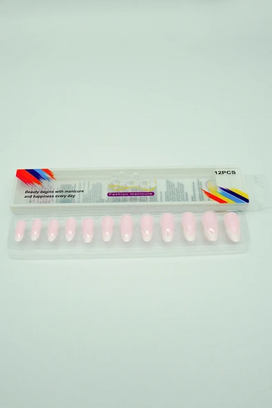 LitaeTrend 12 Adet Badem Tırnak Tak Ve Çık Kendinden Yapışkanlı Takma Tırnak Pembe ürün görseli 1