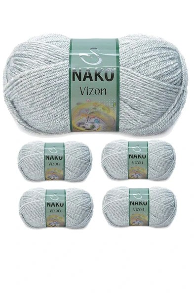 LitaeTrend 5 Adet Vizon Premium Akrilik El Örgü İpi Yünü Renk No:195 Açık Gri Melanj ürün görseli 1