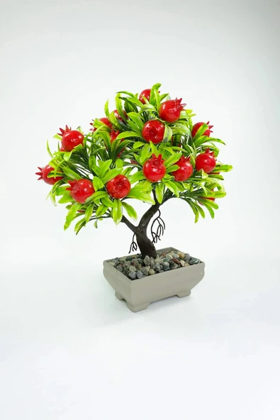 LitaeTrend Dekor Ağaç Bereket Nar Ağacı Saksılı Dekoratif Ağaç Biblo 24x13 cm - Resim 2