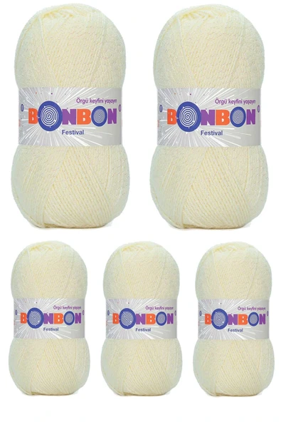 LitaeTrend 5 Adet Festival Simli Örgü İpi Yünü Renk No:223 ürün görseli 1