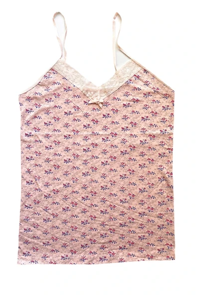 LitaeTrend 5 Adet Kadın Askılı Desenli Atlet Dantelli Empirme Pamuklu Penye D6-10 - Resim 4