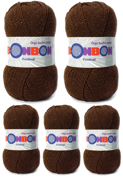 LitaeTrend 5 Adet Festival Simli Örgü İpi Yünü Renk No:219 ürün görseli 1