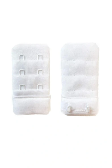 LitaeTrend 2 Adet Agraf Sütyen Uzatma Kopçası 3 Sıra / 2 Kanca  Beyaz Gri - Resim 2