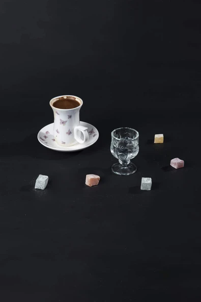 LitaeTrend Ayaklı Kahve Yanı Bardağı Kristal Kesim Shot Bardak 7cm x 4 cm 6 Lı Set - Resim 4