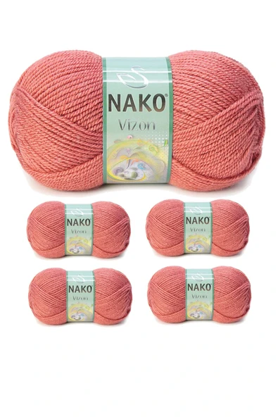 LitaeTrend 5 Adet Vizon Premium Akrilik El Örgü İpi Yünü Renk No:2574 Gül Kurusu ürün görseli 1