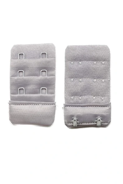 LitaeTrend 2 Adet Agraf Sütyen Uzatma Kopçası 3 Sıra / 2 Kanca  Beyaz Gri - Resim 3