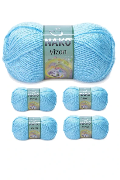 LitaeTrend 5 Adet Vizon Premium Akrilik El Örgü İpi Yünü Renk No:214 Ufuk Mavisi ürün görseli 1