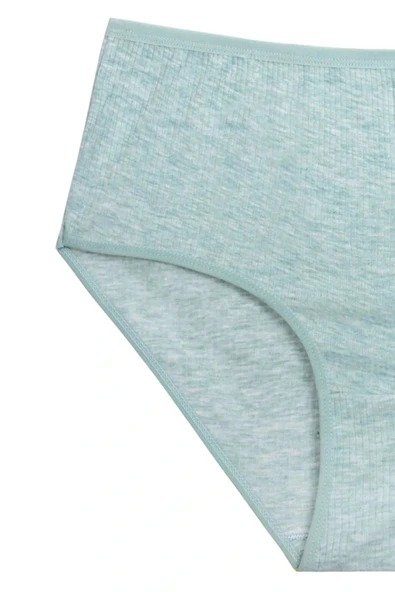 LitaeTrend 4'lü Yeni Seri Renkli Yüksek Bel Fitilli Ribana Bato Külot Yeşil - Resim 2