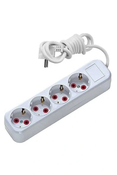 LitaeTrend Asel 4 lü 3 metre Topraklı Anahtarlı Priz Ast A403 ürün görseli 1