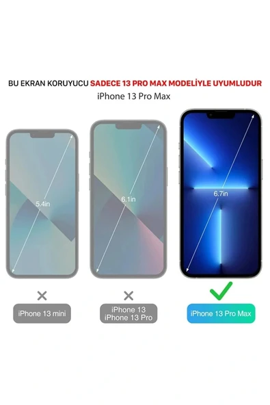 LitaeTrend Iphone 13 Pro Max Uyumlu Premium Ekran Koruyucu 9h Sert Temperli Kırılmaz Cam Koruma Şeffaf - Resim 3