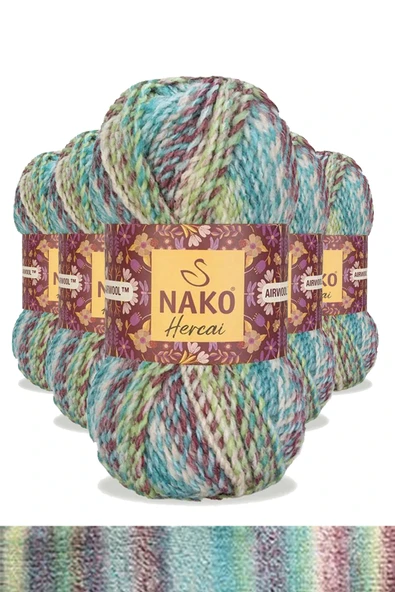 LitaeTrend 5 Adet Hercai Ebruli Hırka Kazak Atkı Bere El Örgü İpi Yünü 76037 ürün görseli 1