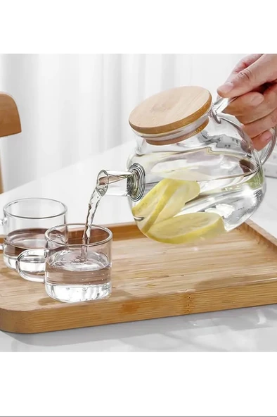 LitaeTrend Bambu Kapaklı Borosilikat Cam Demlik 1000ml Royaleks-CM-2000 - Resim 3