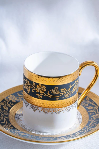 Acar Olivette 6 Lı Porselen Kahve Fincan Takımı Siyah HXF-06925 - Resim 3