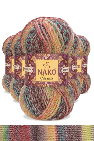 LitaeTrend 5 Adet Hercai Ebruli Hırka Kazak Atkı Bere El Örgü İpi Yünü 28030 ürün görseli 1