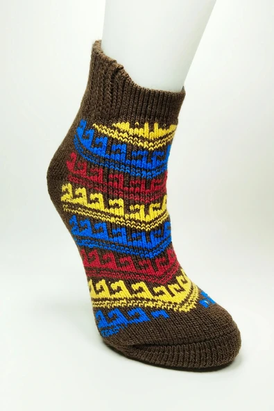 LitaeTrend Kalın Kışlık Kadın Soket Çorap Yünlü Havlu Ev Giyim Patik  Desen 1 Kahve ürün görseli 1