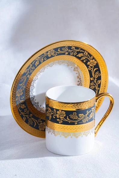 Acar Olivette 6 Lı Porselen Kahve Fincan Takımı Siyah HXF-06925 - Resim 2