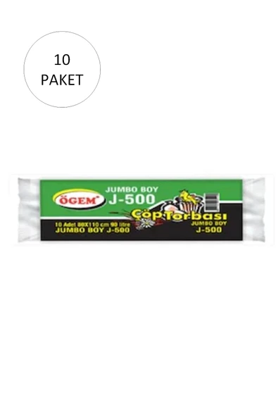 LitaeTrend J-500 Jumbo Boy Çöp Torbası 80 x 110 cm 10 Lu Rulo x 10 Paket = 100 Adet (Siyah) ürün görseli 1