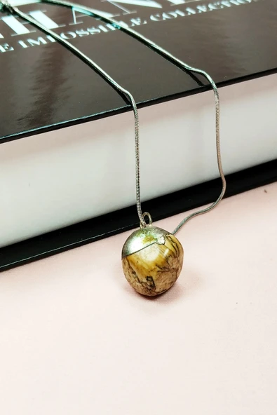 LitaeTrend Jasper Doğal Taşı Zincirli El Yapımı Kolye Uç: 2 cm Zincir: 20 cm Kutulu - Resim 6