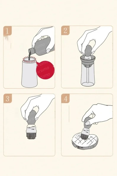 LitaeTrend Hazneli Silikon Yağ Sos Ve Yumurta Fırçası Yağ Fırçası Yağlık Silikon Fırçalı Yağdanlık Royaleks-İND687 - Resim 3