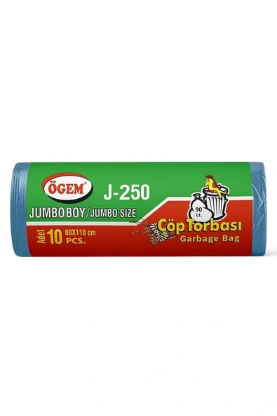 LitaeTrend J-250 Jumbo Boy Çöp Torbası 80 x 110 cm 10 Lu Rulo x 1 Paket = 10 Adet (Mavi) ürün görseli 1