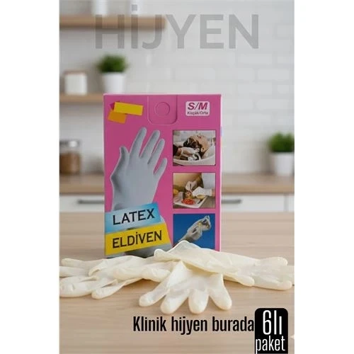 CEYLAN ADAM 6'lı KUTULU Latex Eldiven Hijyenik, Esnek ve Çok Amaçlı Kullanım İçin ürün görseli 1