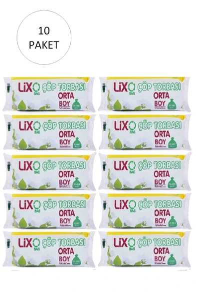 LitaeTrend Orta Boy Çöp Torbası 55 x 60 cm 20 Li Rulo x 10 Paket = 200 Adet (Mavi) ürün görseli 1
