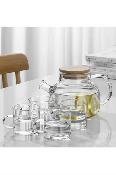 LitaeTrend Bambu Kapaklı Borosilikat Cam Demlik 1000ml Royaleks-CM-2000 - Resim 5