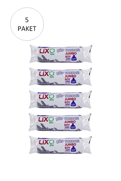 LitaeTrend J-650 Jumbo Boy Çöp Torbası 80 x 110 cm 10 Lu Rulo x 5 Paket = 50 Adet (Siyah) ürün görseli 1