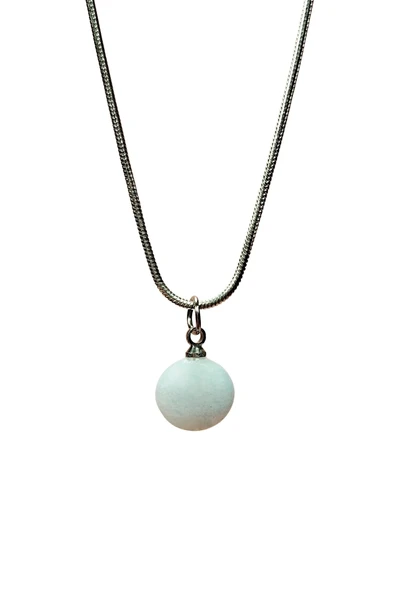 LitaeTrend Kalsedon Doğal Taşı Zincirli El Yapımı Kolye Uç: 1,5 cm Zincir: 20 cm Kutulu ürün görseli 1