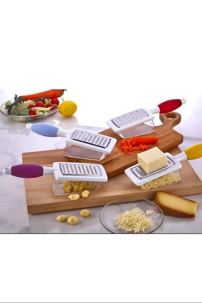 LitaeTrend Hazneli Rende Saplı Çift Yönlü Sarımsak Peynir Meyve Sebze El Rendesi Royaleks FR-166 - Resim 3